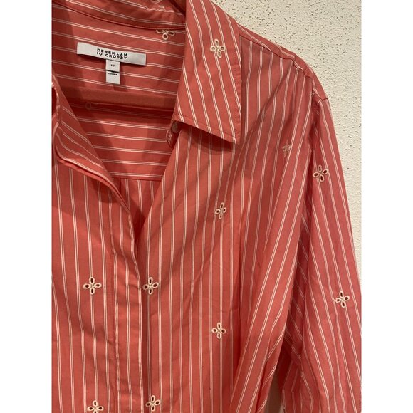 Derek Lam 10 Crosby Charlotte Dress Womens 12 Pink Stripe Tie Waist Shirt Button - Picture 4 of 6